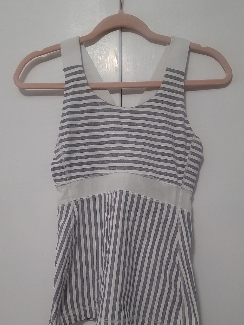 lululemon athletica White and Gray Striped Tank Top